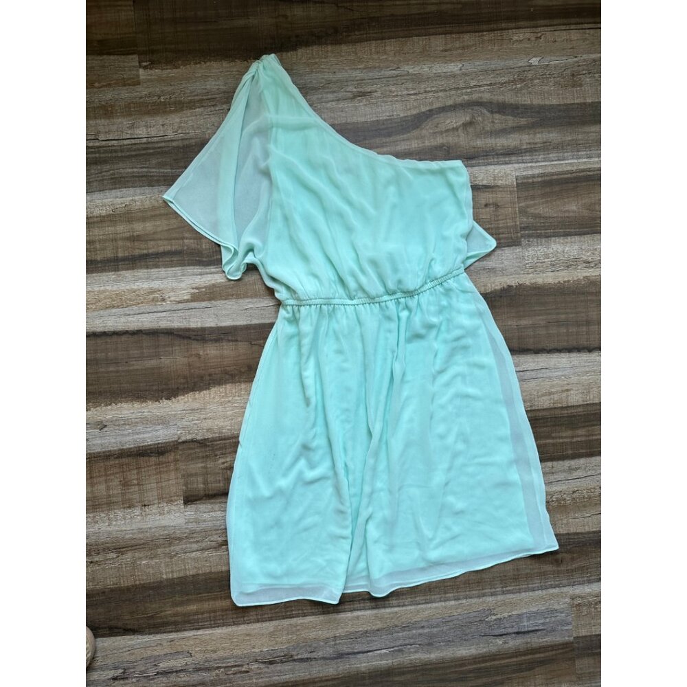 Express one shoulder pale turquoise dress, size medium